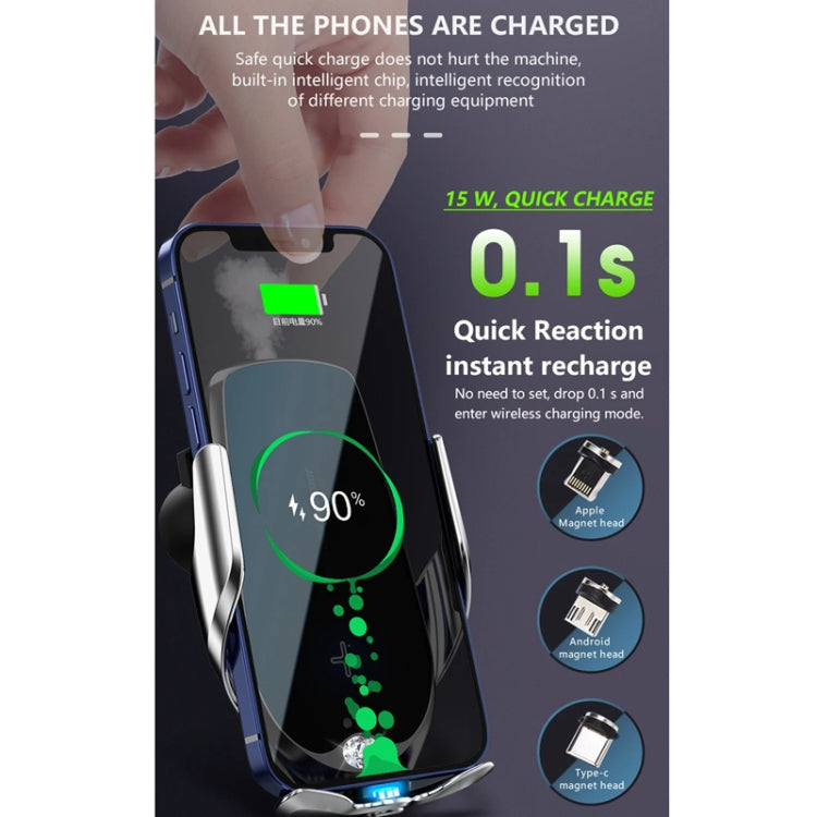 Car Cell Phone Holder Wireless Charger Aromatherapy Spray(Silver) - Wireless Charger Holders by PMC Jewellery | Online Shopping South Africa | PMC Jewellery | Buy Now Pay Later Mobicred