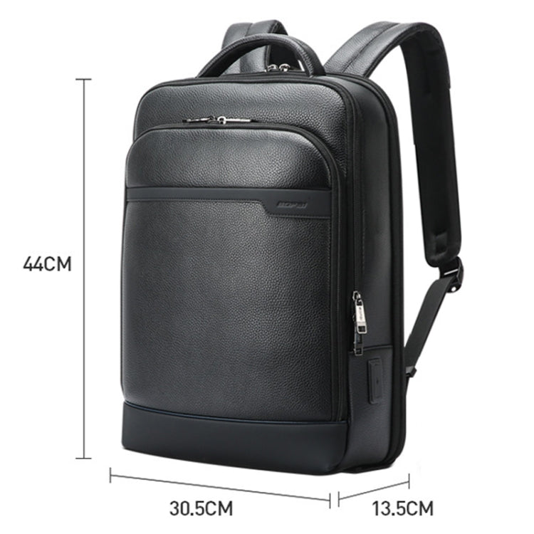 Bopai 61-122391 Large-capacity First-layer Cowhide Business Laptop Backpack With USB+Type-C Port(Black) - Backpack by Bopai | Online Shopping South Africa | PMC Jewellery | Buy Now Pay Later Mobicred