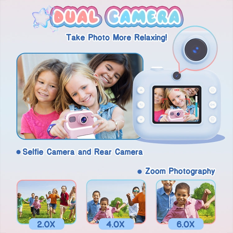M8 2.4-Inch 1080P HD 2400W Pixel Dual-Camera Children Thermal Printing Camera, Color: Pink+32GB - Children Cameras by PMC TechLife | Online Shopping South Africa | PMC TechLife | Buy Now Pay Later Mobicred