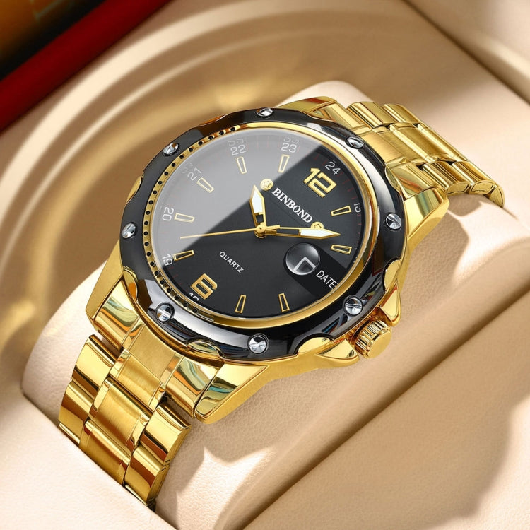 BINBOND B9696 Outdoor Calendar Luminous Waterproof Quartz Watch, Color: Black Steel-Black-White Nail - free shipping - PMC TechLife - Order now!