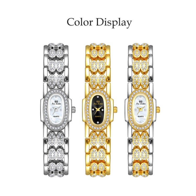 BS Bee Sister Stainless Steel Ladies Bracelet Watch Diamond Wristwatch(Golden Silver) - Metal Strap Watches by BS Bee Sister | Online Shopping South Africa | PMC Jewellery | Buy Now Pay Later Mobicred