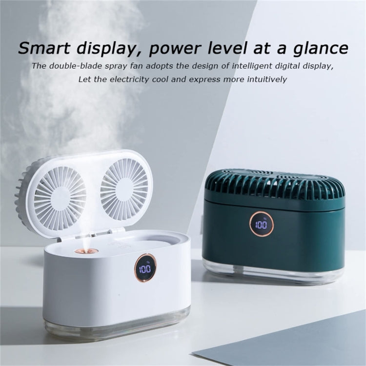 WT-818 Dual-leaf Spray Smart Digital Display Desktop Fan Night Light Humidification Cooler(White) - Electric Fans by PMC Jewellery | Online Shopping South Africa | PMC Jewellery | Buy Now Pay Later Mobicred