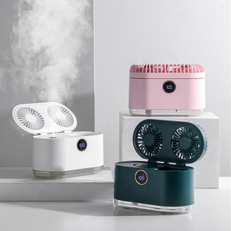 WT-818 Dual-leaf Spray Smart Digital Display Desktop Fan Night Light Humidification Cooler(Green) - Electric Fans by PMC TechLife | Online Shopping South Africa | PMC TechLife | Buy Now Pay Later Mobicred