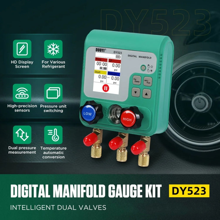 11pcs / Set DUOYI DY523 Automotive Vacuum Pressure Gauge Liquid Charge Fluorine Repair Electronic Refrigerant Meter - free shipping - PMC TechLife - Order now!