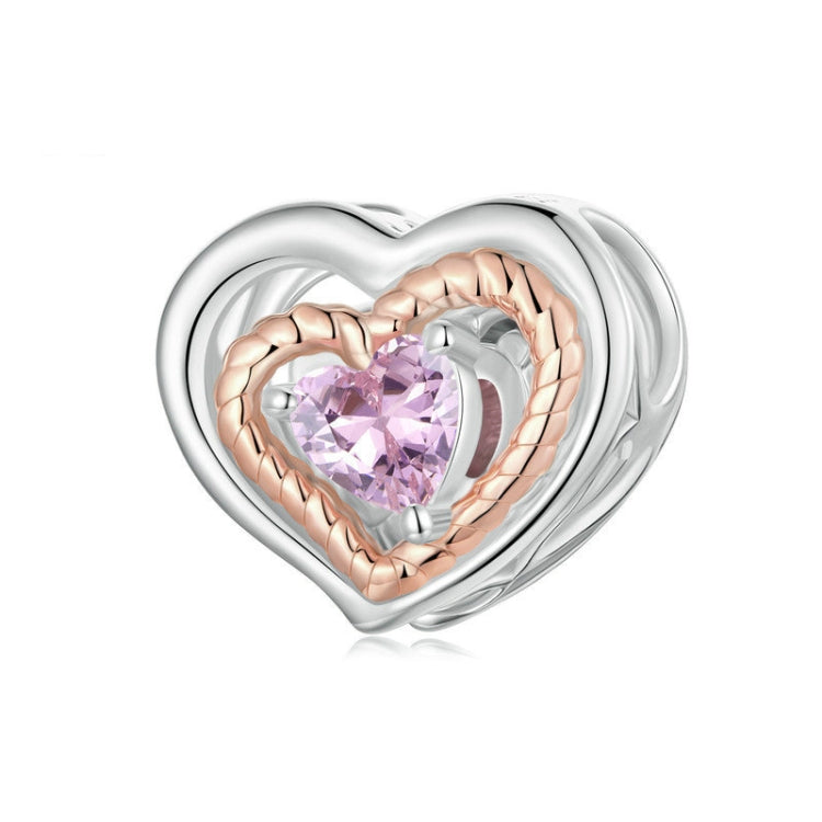 S925 Sterling Silver Electroplated Rose Gold Heart Hollow DIY Beads(BSC1009) - Jewelry Accessories by PMC Jewellery | Online Shopping South Africa | PMC Jewellery | Buy Now Pay Later Mobicred