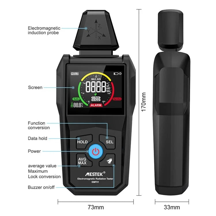 MESTEK  EMF01 Electromagnetic Radiation Detector Highly Sensitive 3-Axis Sensing Probe - Radiation Detector by MESTEK | Online Shopping South Africa | PMC Jewellery | Buy Now Pay Later Mobicred