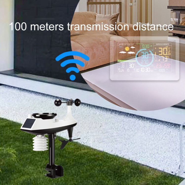 Wireless Weather Station Wind Speed Rain And Wind Direction Detection Weather Forecast Clock(Black) - Indoor Thermometer by PMC TechLife | Online Shopping South Africa | PMC TechLife | Buy Now Pay Later Mobicred