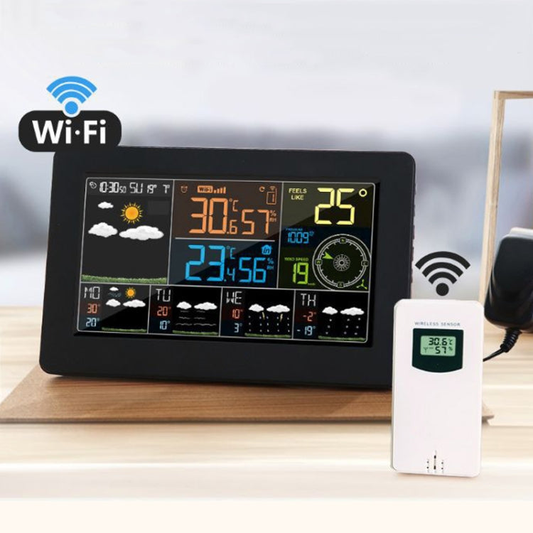 WiFi Color Screen Weather Station Temperature And Humidity Weather Forecast Clock, Model: EU Plug - Indoor Thermometer by PMC Jewellery | Online Shopping South Africa | PMC Jewellery | Buy Now Pay Later Mobicred