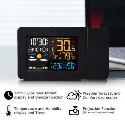 Household Color Screen Temperature And Humidity Meter Weather Forecast Projection Clock, Model: EU Plug - Novelty Clock by PMC Jewellery | Online Shopping South Africa | PMC Jewellery | Buy Now Pay Later Mobicred