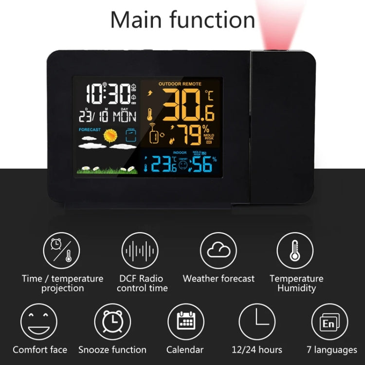 Household Color Screen Temperature And Humidity Meter Weather Forecast Projection Clock, Model: UK Plug - Novelty Clock by PMC Jewellery | Online Shopping South Africa | PMC Jewellery | Buy Now Pay Later Mobicred