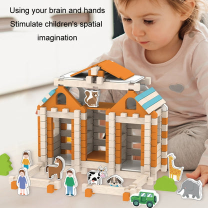 122pcs/Box Children Architecture Building Blocks Wooden House Mortise And Tenon Structure Assembled Toy - Building Blocks by PMC Jewellery | Online Shopping South Africa | PMC Jewellery | Buy Now Pay Later Mobicred