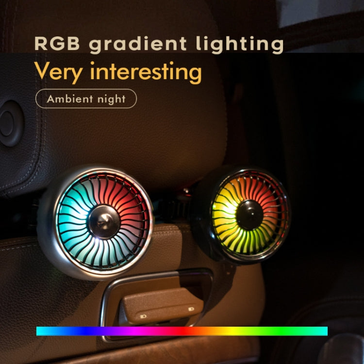 FE052 RGB Color Light USB Plug-in Clip-on Car Rear Seat Headrest Fan(Black Silver) - Heating & Fans by PMC TechLife | Online Shopping South Africa | PMC TechLife | Buy Now Pay Later Mobicred