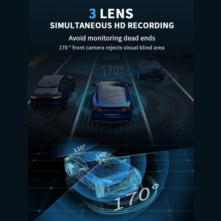 3 Camera Lens 3-inch IPS Screen WiFi Car Dash Cam 1080P Night Vision Dash Camera for Cars 32G - Car DVRs by PMC TechLife | Online Shopping South Africa | PMC TechLife | Buy Now Pay Later Mobicred