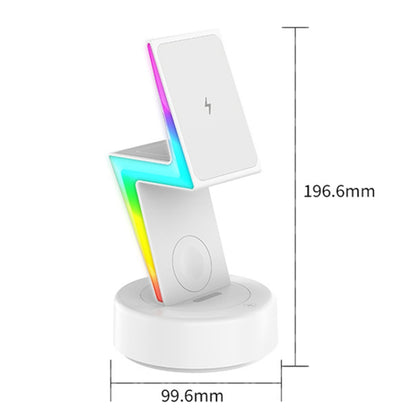 For Apple Series 3 In 1 RGB Light Magsafe Magnetic Mobile Phone Holder Wireless Charger(Black) - Wireless Charger by PMC Jewellery | Online Shopping South Africa | PMC Jewellery | Buy Now Pay Later Mobicred