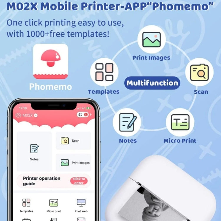 Phomemo M02X Inkless Pocket Printer Bluetooth Thermal Portable Sticker Maker Machine(Green) - Photo Printers by Huawei | Online Shopping South Africa | PMC TechLife | Buy Now Pay Later Mobicred