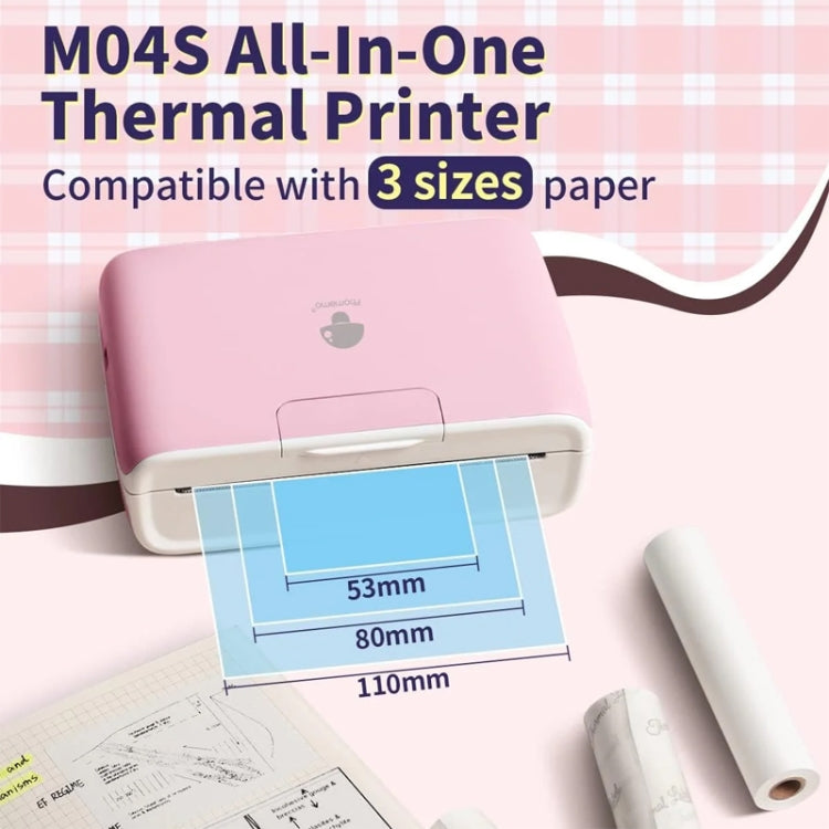 Phomemo M04S Thermal Printer Support 4 Inch Printing Width 300dpi Bluetooth Inkless Printer(Pink) - Printer by Phomemo | Online Shopping South Africa | PMC Jewellery | Buy Now Pay Later Mobicred