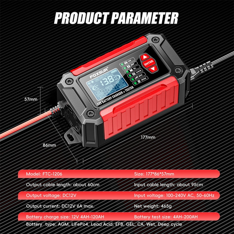 FOXSUR Cars Motorcycles 12V Lithium Cattery Charger With Battery Detection(UK Plug) - Battery Charger by FOXSUR | Online Shopping South Africa | PMC TechLife | Buy Now Pay Later Mobicred