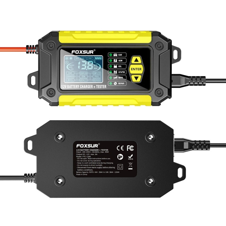 FOXSUR Cars Motorcycles 12V Lithium Cattery Charger With Battery Detection(EU Plug) - Battery Charger by FOXSUR | Online Shopping South Africa | PMC TechLife | Buy Now Pay Later Mobicred