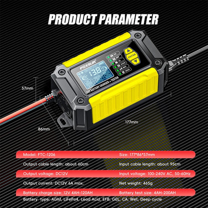 FOXSUR Cars Motorcycles 12V Lithium Cattery Charger With Battery Detection(AU Plug) - Battery Charger by FOXSUR | Online Shopping South Africa | PMC Jewellery | Buy Now Pay Later Mobicred