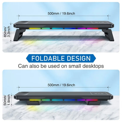 RGB Computer Monitor Stand Riser 3 USB 2.0 +1 Type-C Ports, Spec: Wireless Charging White - Laptop Stand by PMC Jewellery | Online Shopping South Africa | PMC Jewellery | Buy Now Pay Later Mobicred