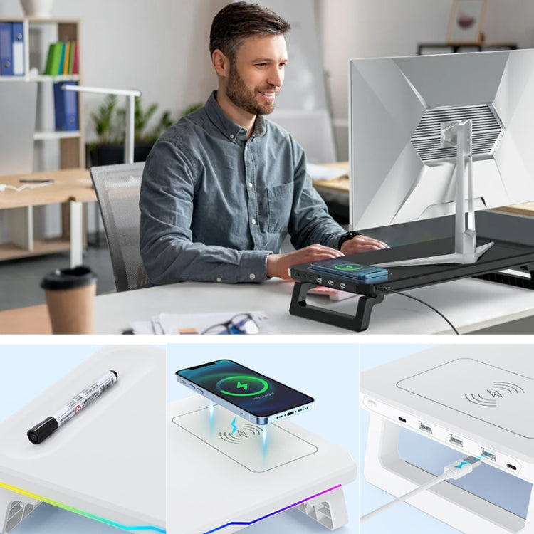 RGB Computer Monitor Stand Riser 3 USB 2.0 +1 Type-C Ports, Spec: Basic Black - Laptop Stand by PMC Jewellery | Online Shopping South Africa | PMC Jewellery | Buy Now Pay Later Mobicred