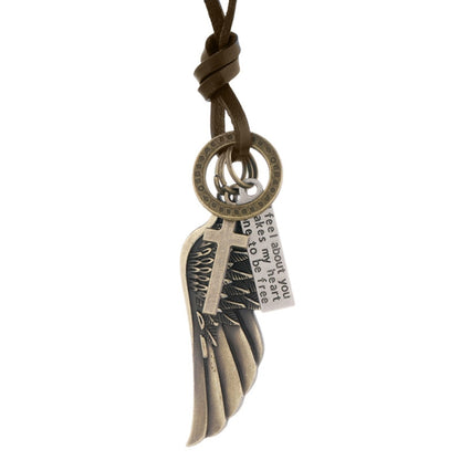 Personalized Angel Wings Pendant Adjustable Simple Long Necklace(Bronze) - Necklaces & Pendants by PMC Jewellery | Online Shopping South Africa | PMC Jewellery | Buy Now Pay Later Mobicred