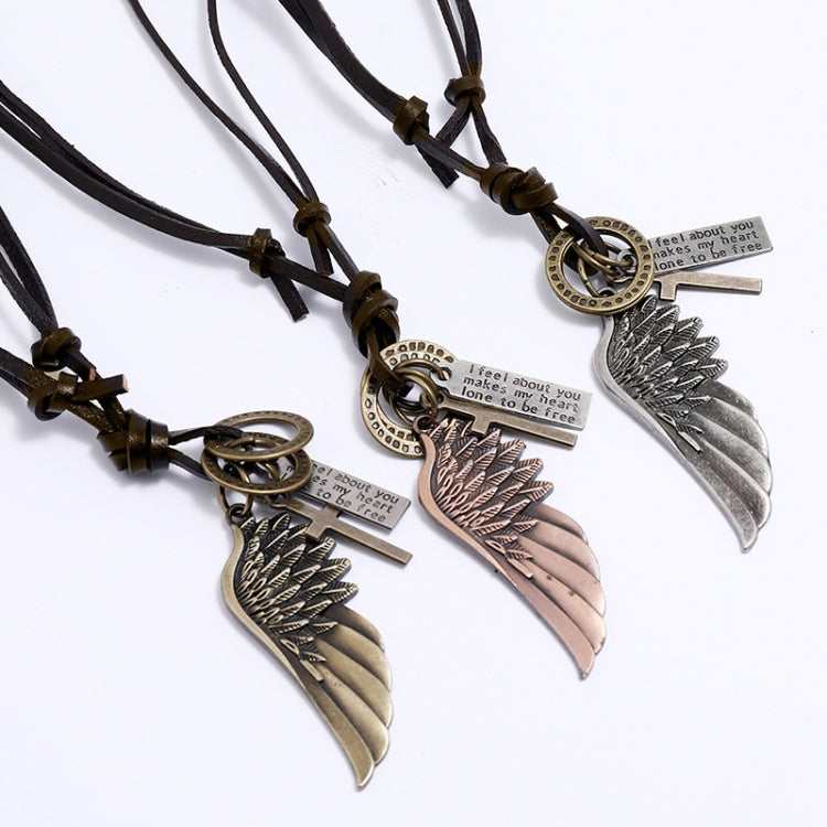 Personalized Angel Wings Pendant Adjustable Simple Long Necklace(Red Bronze) - Necklaces & Pendants by PMC Jewellery | Online Shopping South Africa | PMC Jewellery | Buy Now Pay Later Mobicred