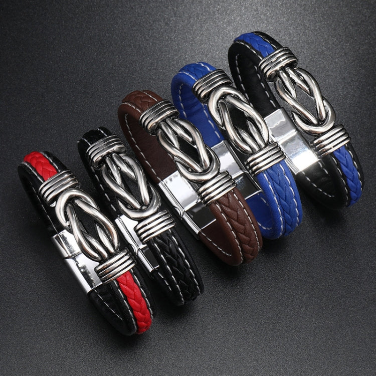 Simple Alloy Magnetic Clasp Leather Bracelet Personalized Braided Bracelet, Style: Blue 22.5cm - Bracelets by PMC Jewellery | Online Shopping South Africa | PMC Jewellery | Buy Now Pay Later Mobicred