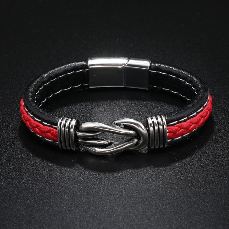 Simple Alloy Magnetic Clasp Leather Bracelet Personalized Braided Bracelet, Style: Black And Red 21cm - Bracelets by PMC Jewellery | Online Shopping South Africa | PMC Jewellery | Buy Now Pay Later Mobicred