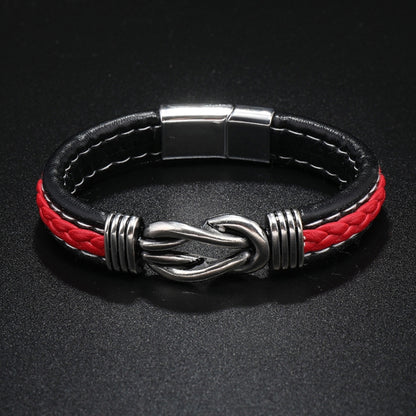 Simple Alloy Magnetic Clasp Leather Bracelet Personalized Braided Bracelet, Style: Black 22.5cm - Bracelets by PMC Jewellery | Online Shopping South Africa | PMC Jewellery | Buy Now Pay Later Mobicred