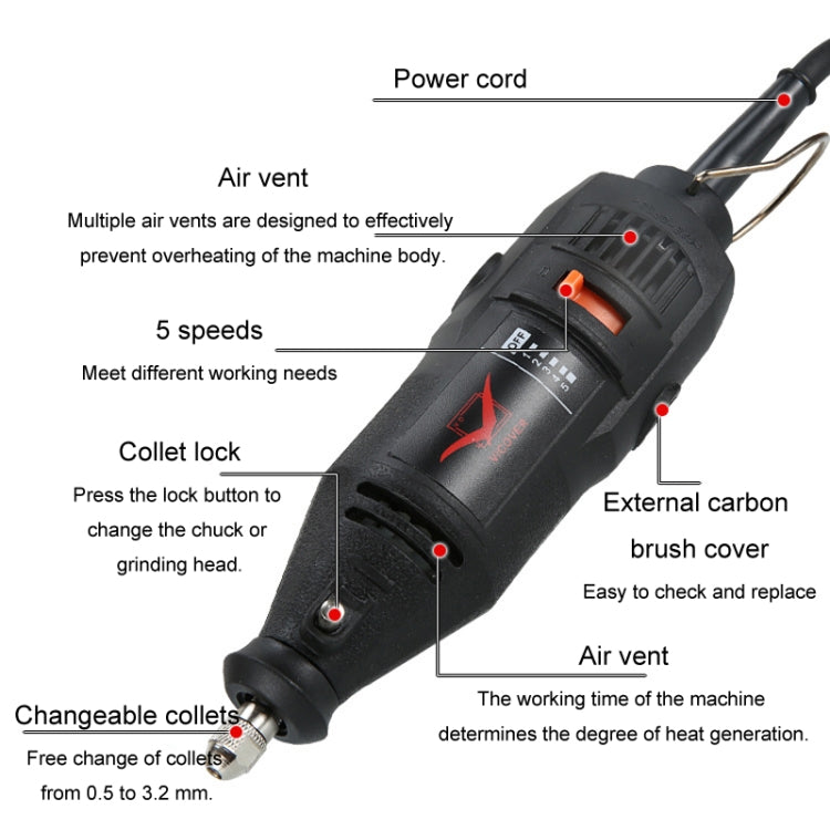 VICOVER Small Adjustable Speed Electrical Grinder Set Jade Carving Pen Polishing Tool EU Plug, Model: 78pcs Parts - Abrasive Tools & Accessories by VICOVER | Online Shopping South Africa | PMC TechLife | Buy Now Pay Later Mobicred