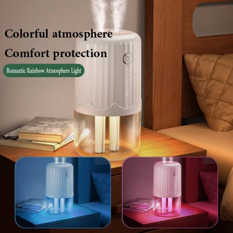 T06 Large-Capacity Atmosphere Night Light Household Dual Spray Air Humidifier, Color: Pink Battery - free shipping - PMC TechLife - Order now!
