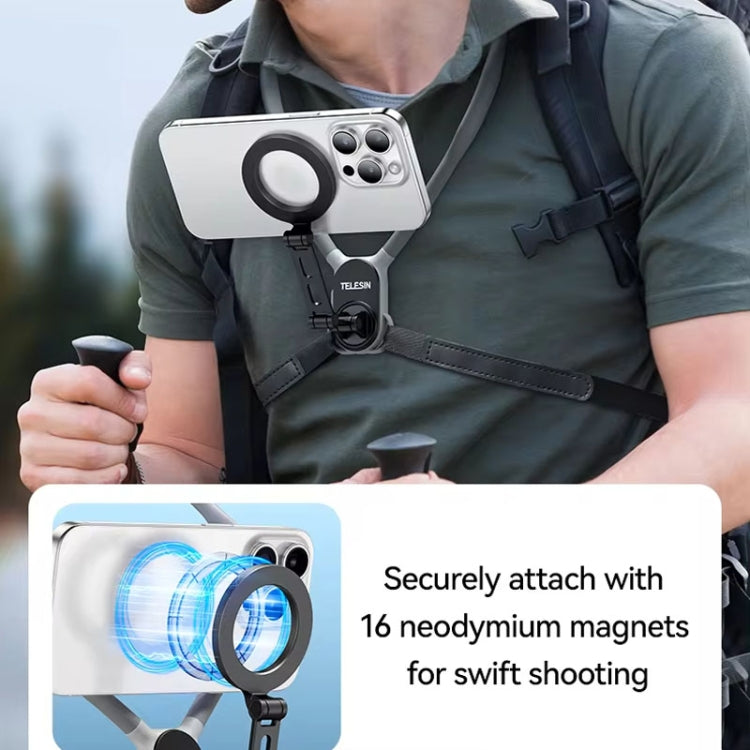 TELESIN MNM-002 Magsafe Magnetic Suction Mobile Phone Hanging Neck POV Viewing Angle Lazy Stand(Gray) - Stand by TELESIN | Online Shopping South Africa | PMC Jewellery | Buy Now Pay Later Mobicred