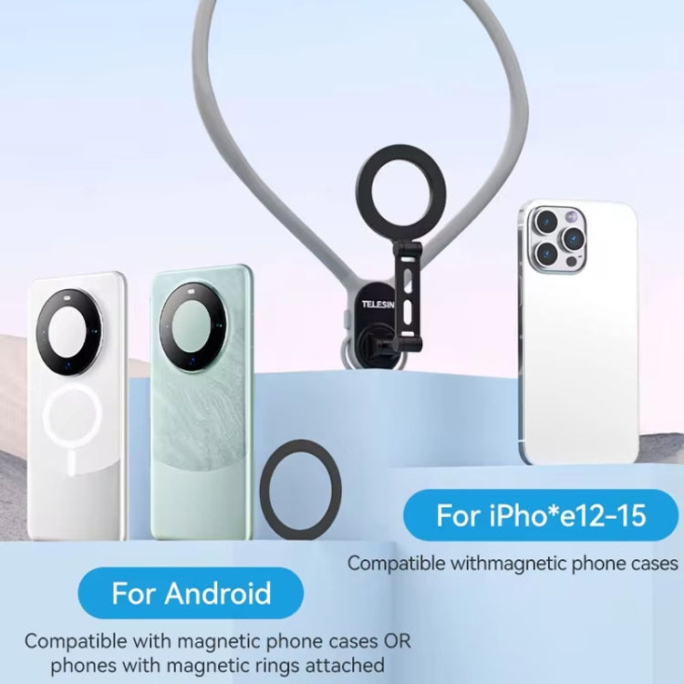 TELESIN MNM-002 Magsafe Magnetic Suction Mobile Phone Hanging Neck POV Viewing Angle Lazy Stand(Gray) - Stand by TELESIN | Online Shopping South Africa | PMC TechLife | Buy Now Pay Later Mobicred