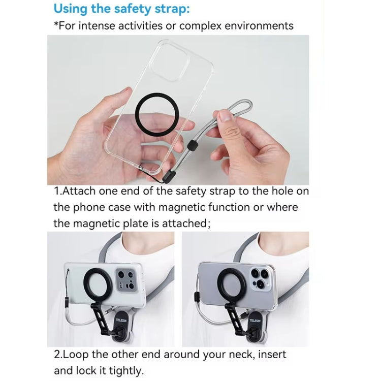 TELESIN MNM-002 Magsafe Magnetic Suction Mobile Phone Hanging Neck POV Viewing Angle Lazy Stand(Gray) - Stand by TELESIN | Online Shopping South Africa | PMC TechLife | Buy Now Pay Later Mobicred