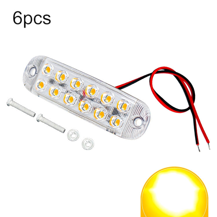 6pcs 12-Bead LED Flashing Warning Lights Motorcycle RV Signal Lights(Yellow Light) - Clearance Lights by PMC Jewellery | Online Shopping South Africa | PMC Jewellery | Buy Now Pay Later Mobicred