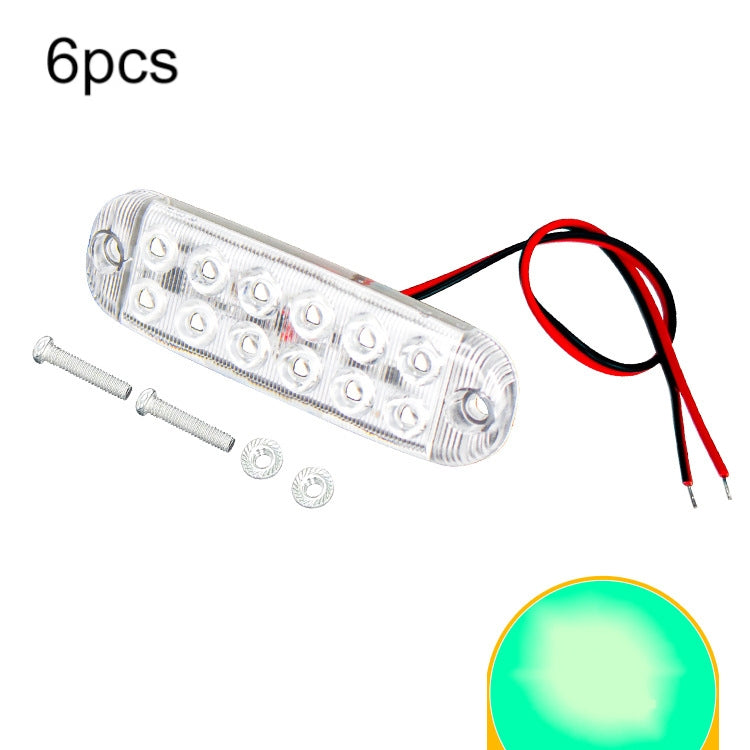 6pcs 12-Bead LED Flashing Warning Lights Motorcycle RV Signal Lights(Green Light) - Clearance Lights by PMC Jewellery | Online Shopping South Africa | PMC Jewellery | Buy Now Pay Later Mobicred