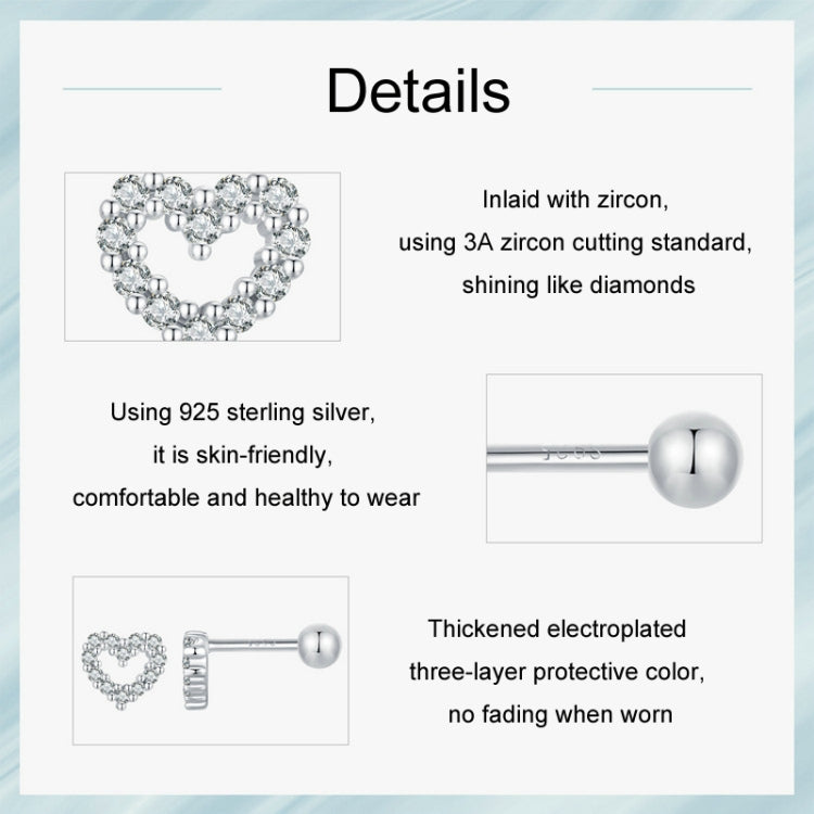 S925 Sterling Silver Threaded Heart Zircon Earrings(SCE1727) - Stud Earrings & Earrings by PMC Jewellery | Online Shopping South Africa | PMC Jewellery | Buy Now Pay Later Mobicred