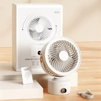 WT-F70  Oscillating Desk Fan  3-Speed Digital  Display, 4-Hour Timer, Adjustable Tilt Angle, Built-In 4000 MAh Battery(Apricot) - Electric Fans by PMC Jewellery | Online Shopping South Africa | PMC Jewellery | Buy Now Pay Later Mobicred