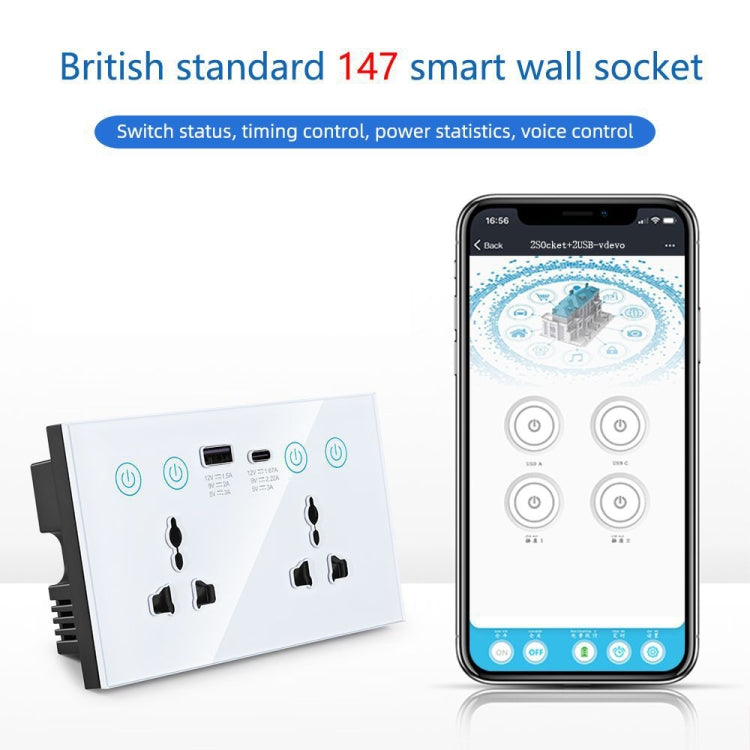 Graffiti Smart Socket With Switch USB+Type-C Dual Port Remote Control Socket, UK Plug, Style: Wifi Black - Smart Socket by PMC TechLife | Online Shopping South Africa | PMC TechLife | Buy Now Pay Later Mobicred