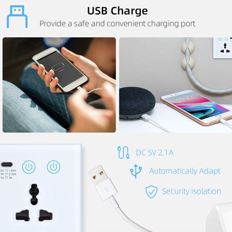 Graffiti Smart Socket With Switch USB+Type-C Dual Port Remote Control Socket, UK Plug, Style: Wifi White - Smart Socket by PMC TechLife | Online Shopping South Africa | PMC TechLife | Buy Now Pay Later Mobicred