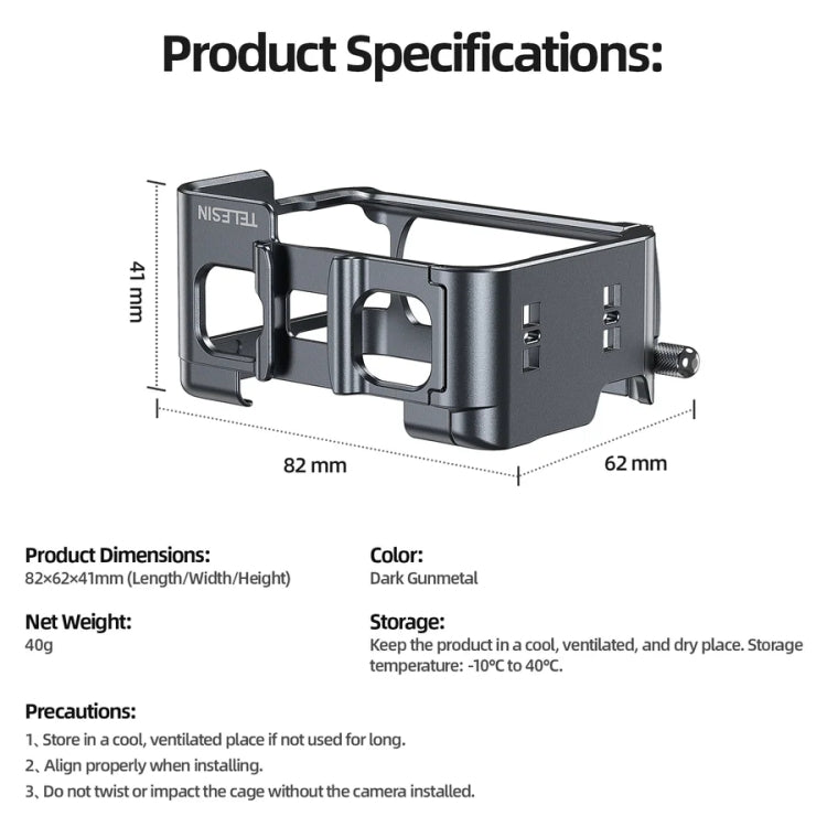 For Insta 360 Ace / Ace Pro TELESIN S6-FMS-02 Vertical Shot Quick Release Metal Rabbit Cage Body Protection Accessories - free shipping - PMC TechLife - Order now!