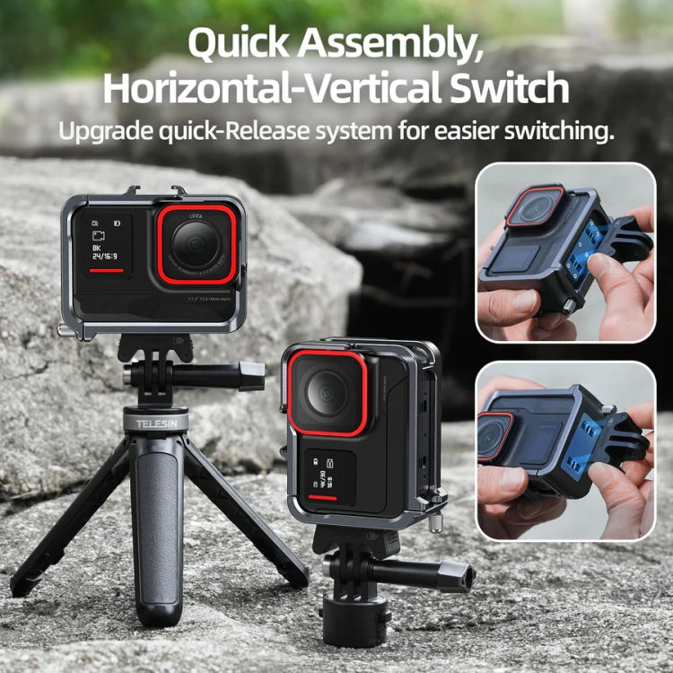 For Insta 360 Ace / Ace Pro TELESIN S6-FMS-02 Vertical Shot Quick Release Metal Rabbit Cage Body Protection Accessories - free shipping - PMC TechLife - Order now!