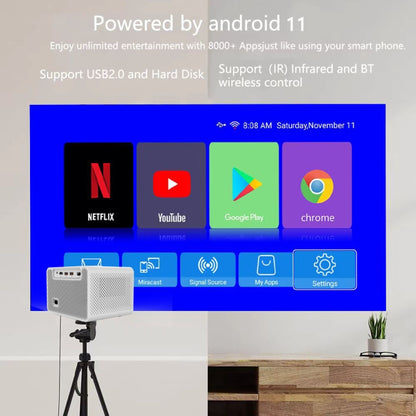 M10 Plus 1280x720P Projector 2.4G / 5G WIFI Bluetooth 5.2 Android 11 System Home Cinema US Plug - Mini Projector by PMC Jewellery | Online Shopping South Africa | PMC Jewellery | Buy Now Pay Later Mobicred