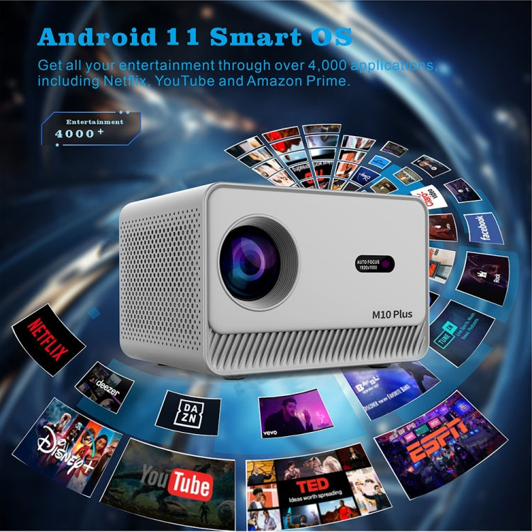 M10 Plus 1280x720P Projector 2.4G / 5G WIFI Bluetooth 5.2 Android 11 System Home Cinema US Plug - Mini Projector by PMC TechLife | Online Shopping South Africa | PMC TechLife | Buy Now Pay Later Mobicred