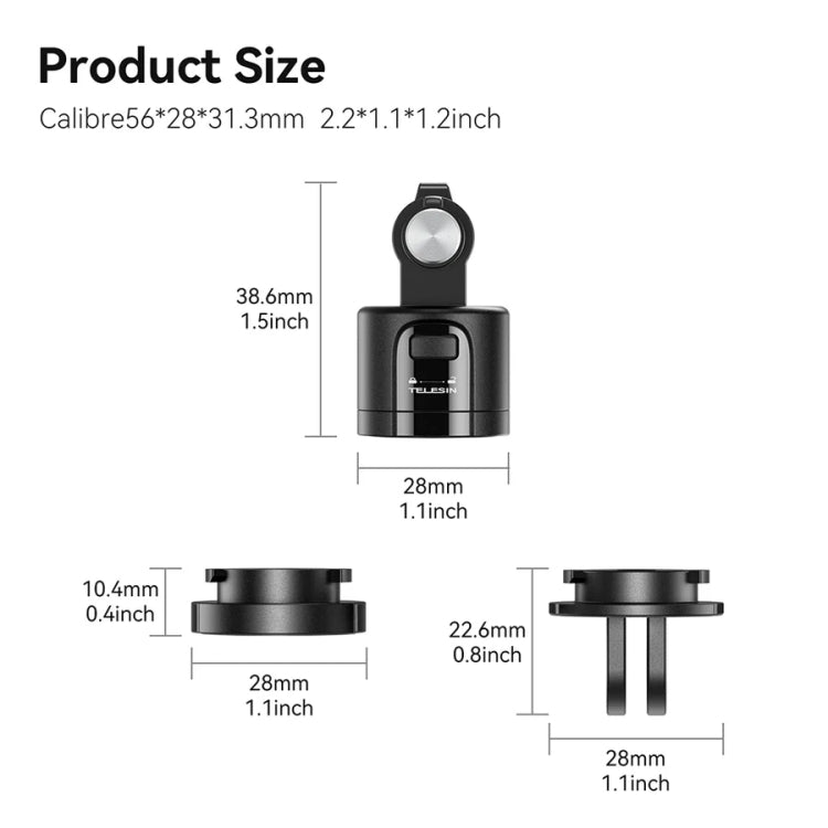 TELESIN CQM-001 Universal Magnetic Quick Release Adapter Kit For Sports Cameras(Black) - free shipping - PMC TechLife - Order now!