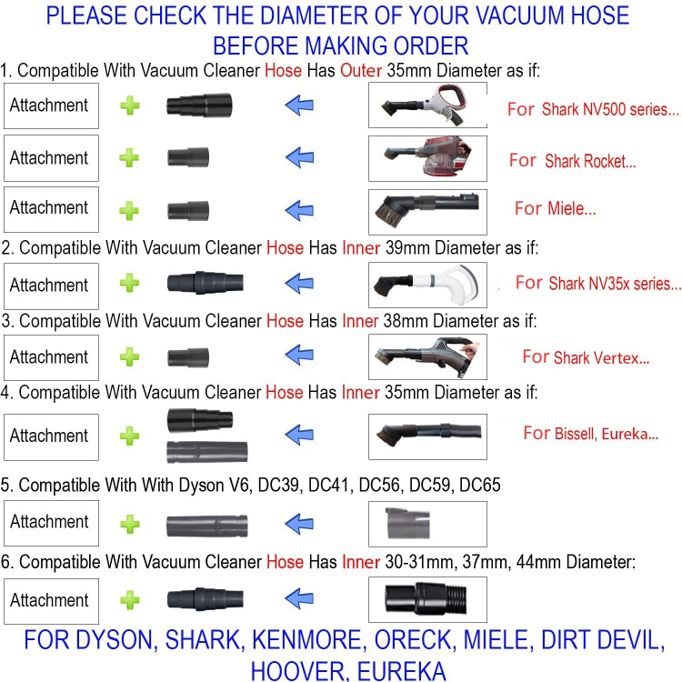 10 In 1 Universal Vacuum Attachments 32mm Nozzle Adapter Accessories Cleaning Kit - Other Accessories by PMC TechLife | Online Shopping South Africa | PMC TechLife | Buy Now Pay Later Mobicred