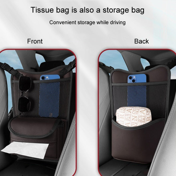 Car Between Seats Organizer Multifunctional Storage Bag Front And Back Dual Usage Tissue Box(Brown) - Stowing Tidying by PMC Jewellery | Online Shopping South Africa | PMC Jewellery | Buy Now Pay Later Mobicred