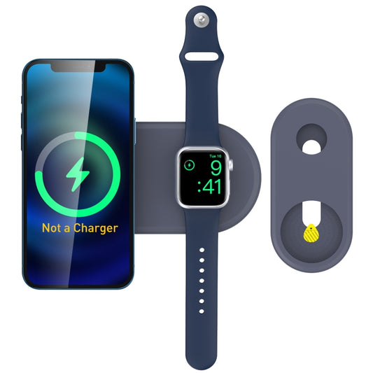 For Apple Watch / iPhone AhaStyle PT135 2 In 1 Silicone Wireless Charging Base(Midnight Blue) - Charger / Holder by AhaStyle | Online Shopping South Africa | PMC Jewellery | Buy Now Pay Later Mobicred