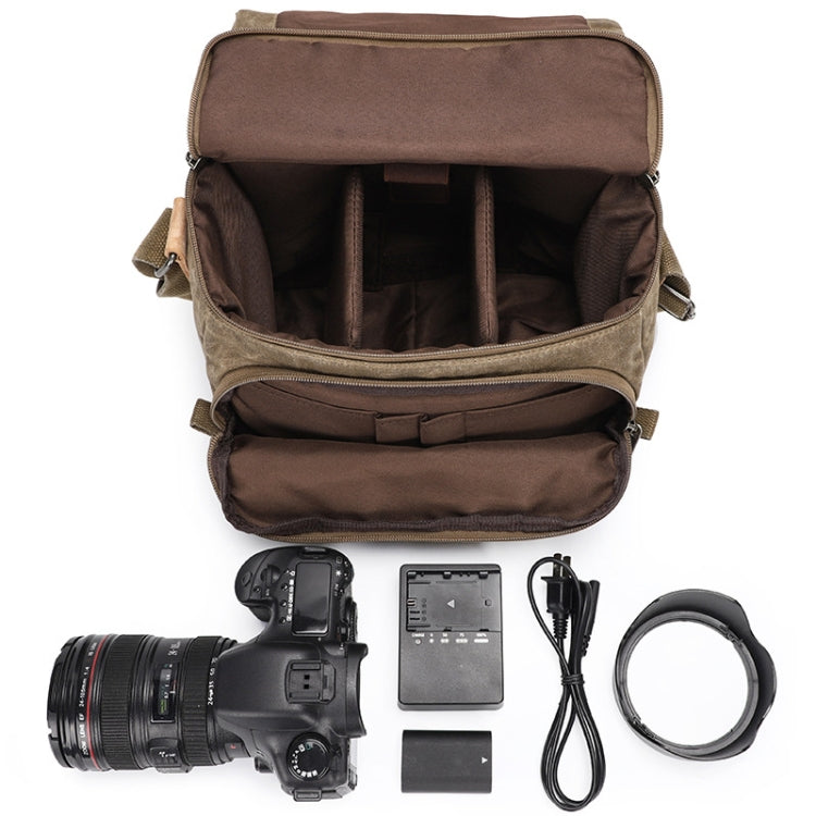 Camera Shoulder Messenger Bag Batik Canvas Waterproof Photography SLR Camera Bag(Army Green) - Strap Satchel by PMC TechLife | Online Shopping South Africa | PMC TechLife | Buy Now Pay Later Mobicred